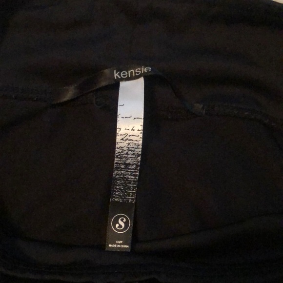 Kensie Shiny Black Leggings w/Faux Leather Panel - Picture 4 of 9